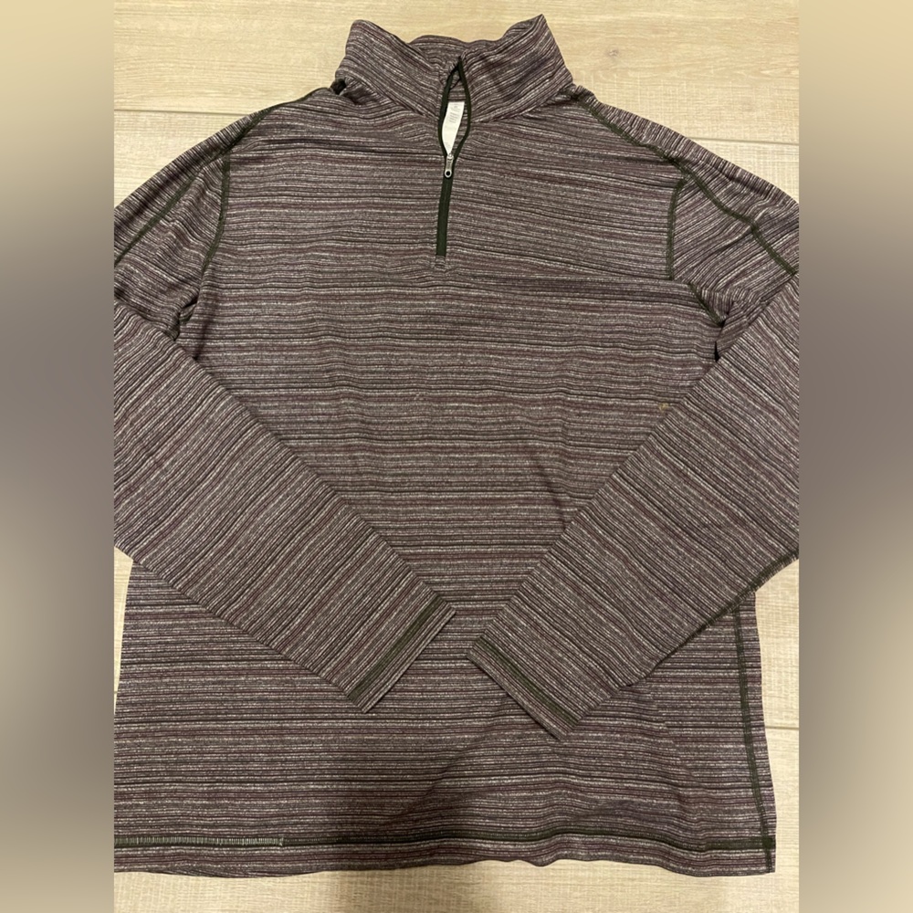 Lululemon Surge Warm ½ Zip Polar Night Stripe Blk Cherry Gator Men’s XL